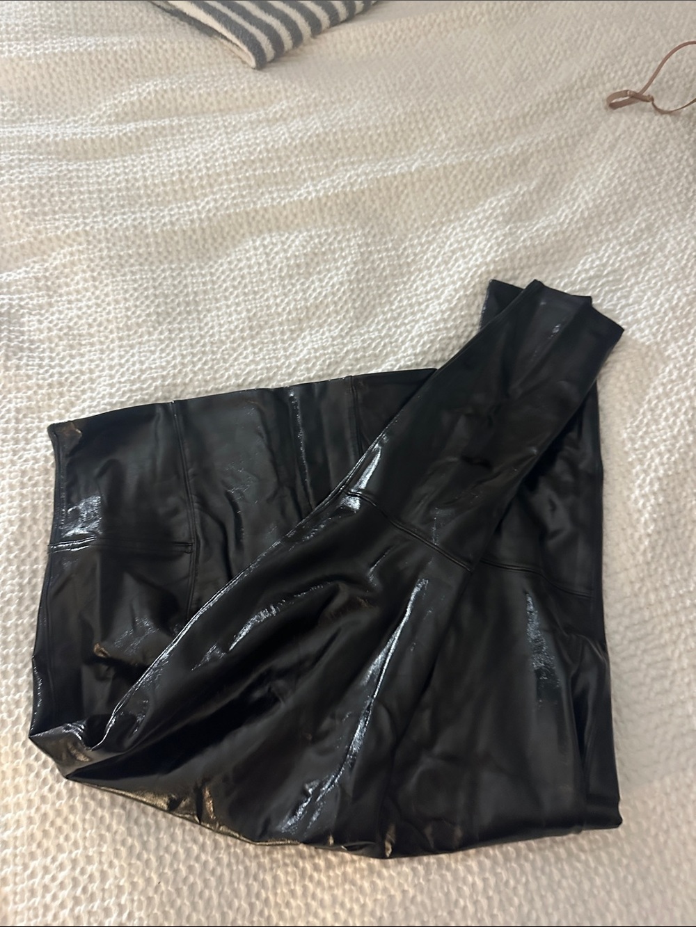 SPANX Glossy Black High-Rise Faux-Leather Leggings - Picture 5 of 8